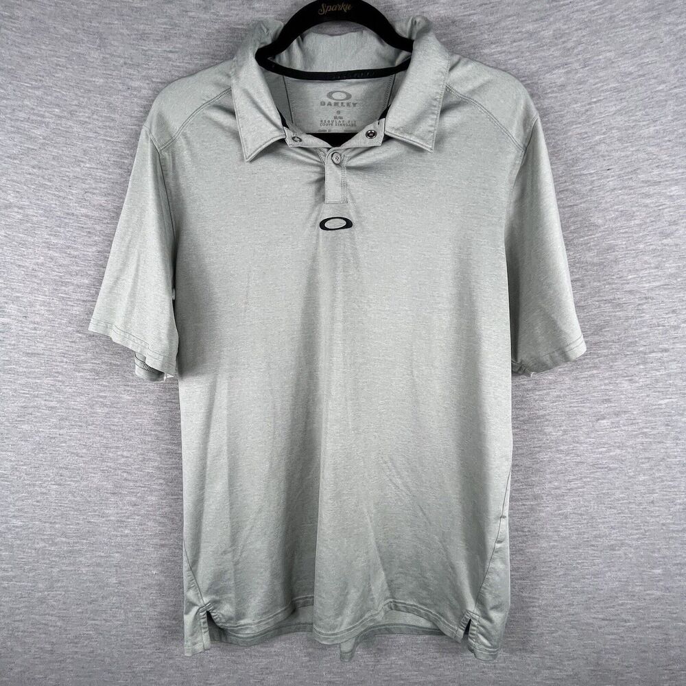Oakley Shirt Mens Medium Gray Short Sleeve Golfing Polo Lightweight Regular Fit